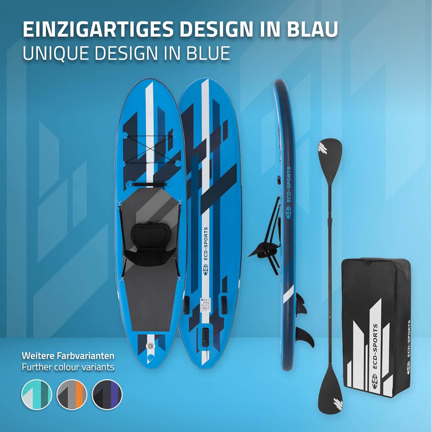 jardinito Stand Up Surf Paddle Board Gonflable 305/308/320/380 cm | PVC | jusqu'à 120/150 kg | Épaisseur 10/15 cm | Planche de Surf Pagaie Sac de Transport Pompe à Air | Diverses Couleurs Modèles