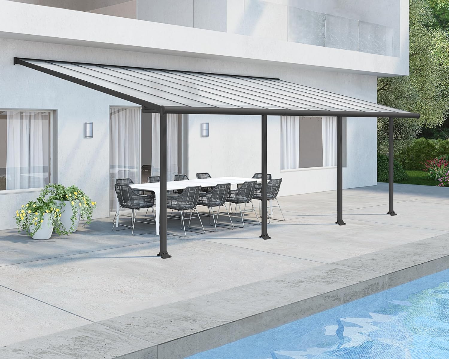 Pergola - Pergola série - 21.8m² gris anthracite, structure robuste - 704353