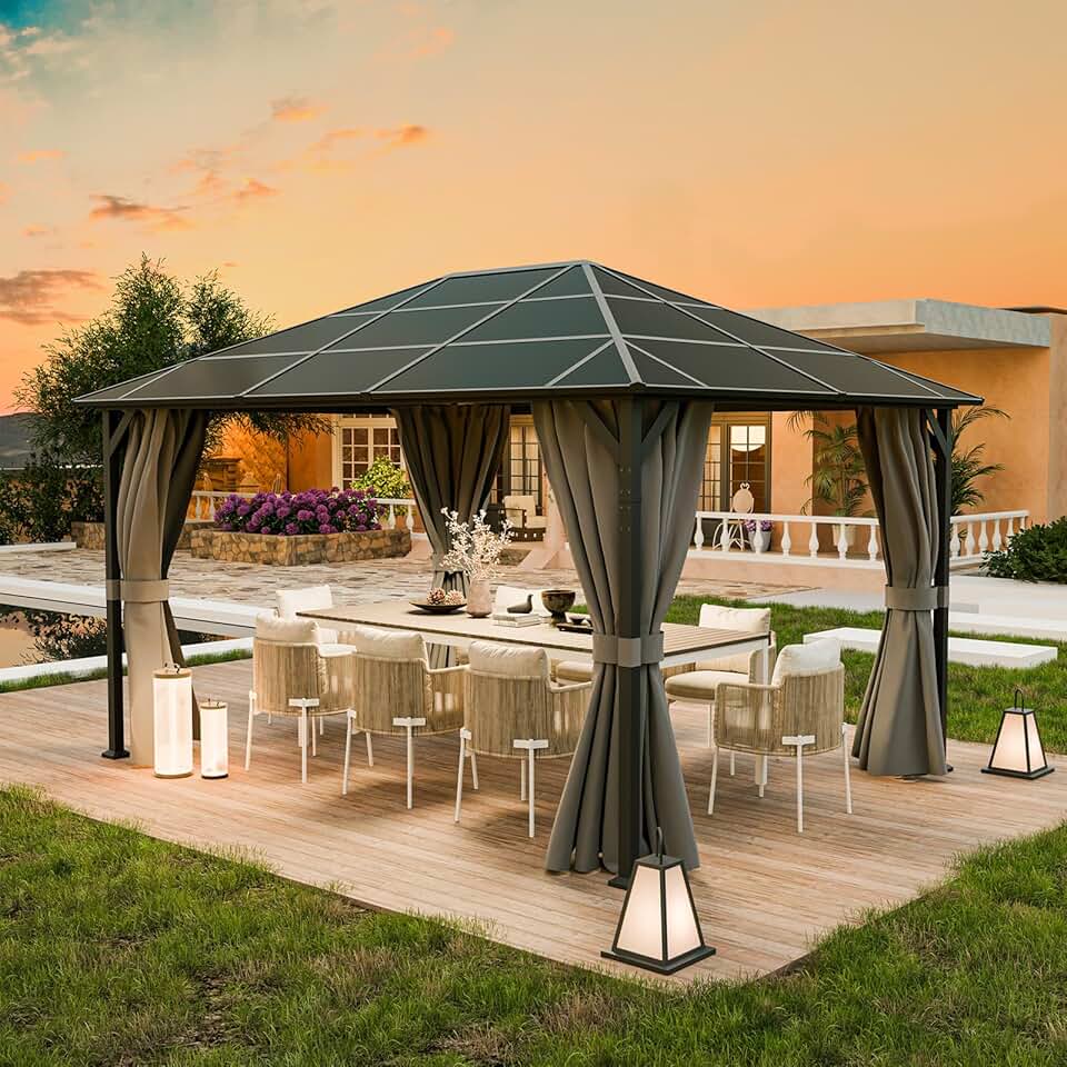jardinito - tonnelle 3x4m imperméable, rideaux UV résistants, Gris