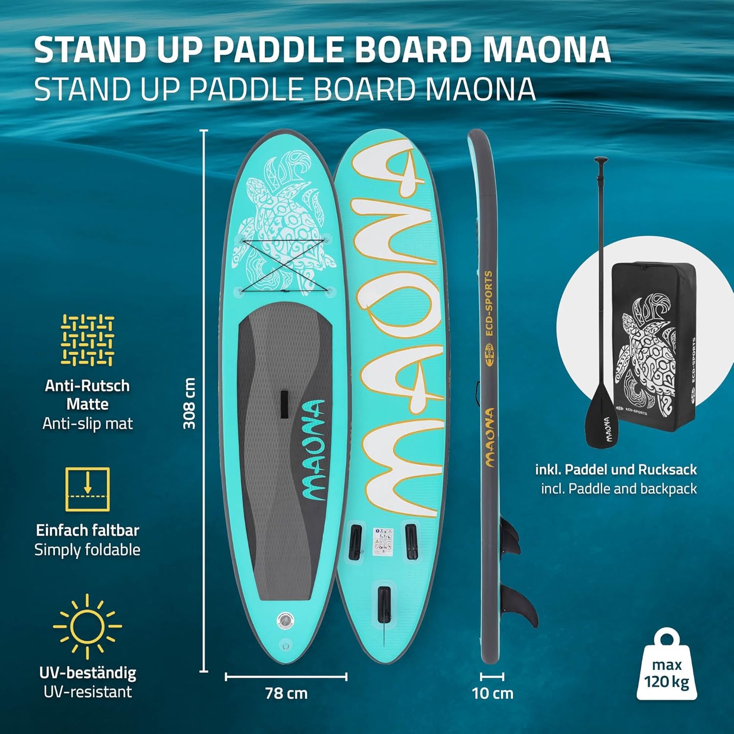 jardinito - Stand Up Paddle Gonflable - 305/308/320/380 cm - PVC 120/150 kg 10/15 cm