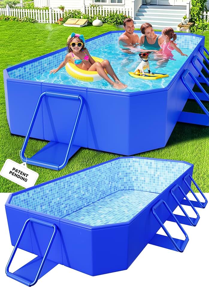 jardinito - Piscine Tubulaire Metal Frame - 229x127x51 cm - rectangulaire, surdimensionnée, pliable, facile à ranger