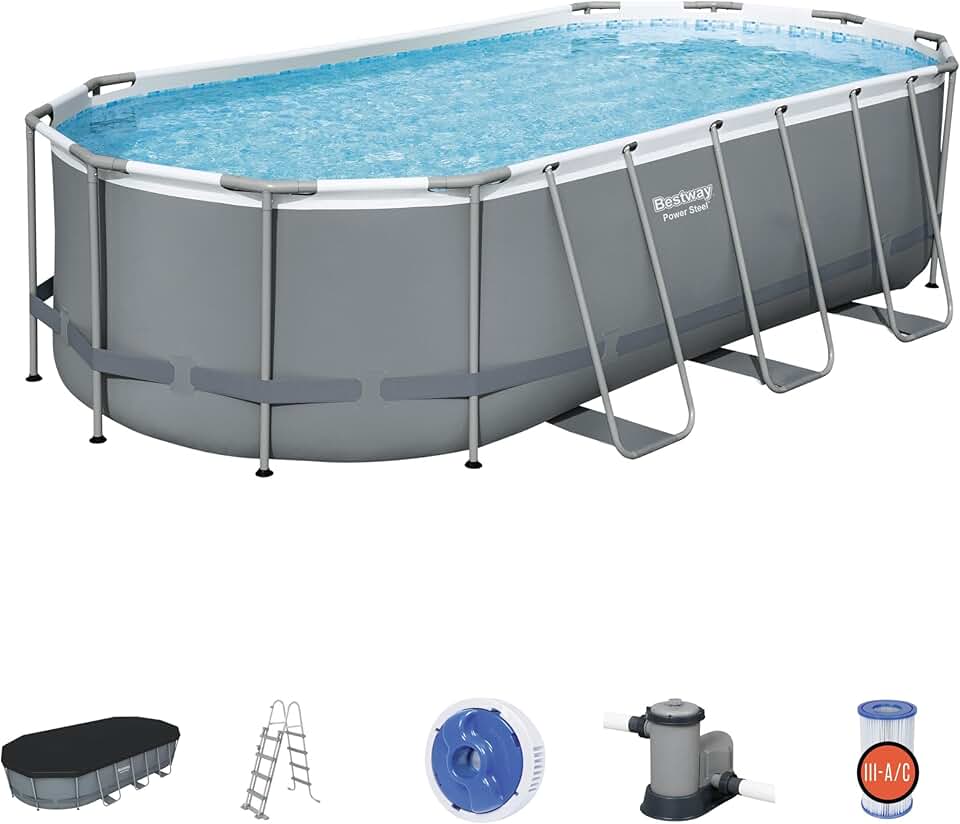 jardinito - Power Steel - 549x274x122cm - Piscine hors sol avec accessoires
