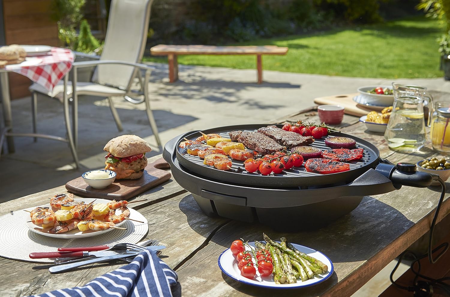 jardinito - Barbecue 2 en 1 - 44,5cm - Électrique, grill avec bac à graisse, 2400W, 22460-56