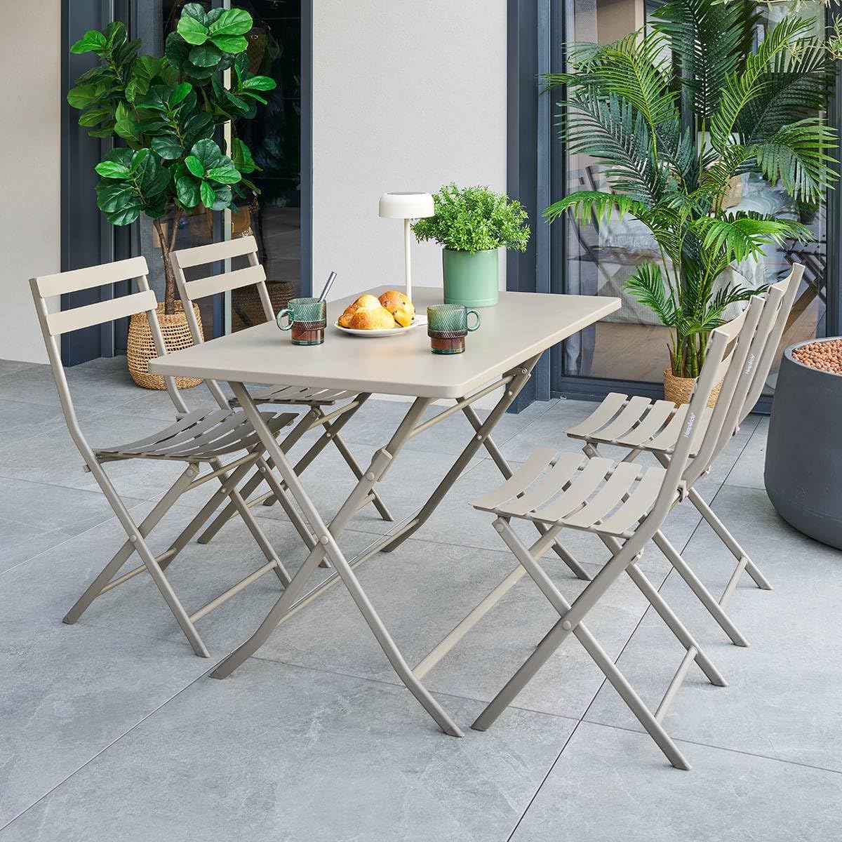 jardinito - Greensboro - 4 places - Table pliante rectangle acier antirouille