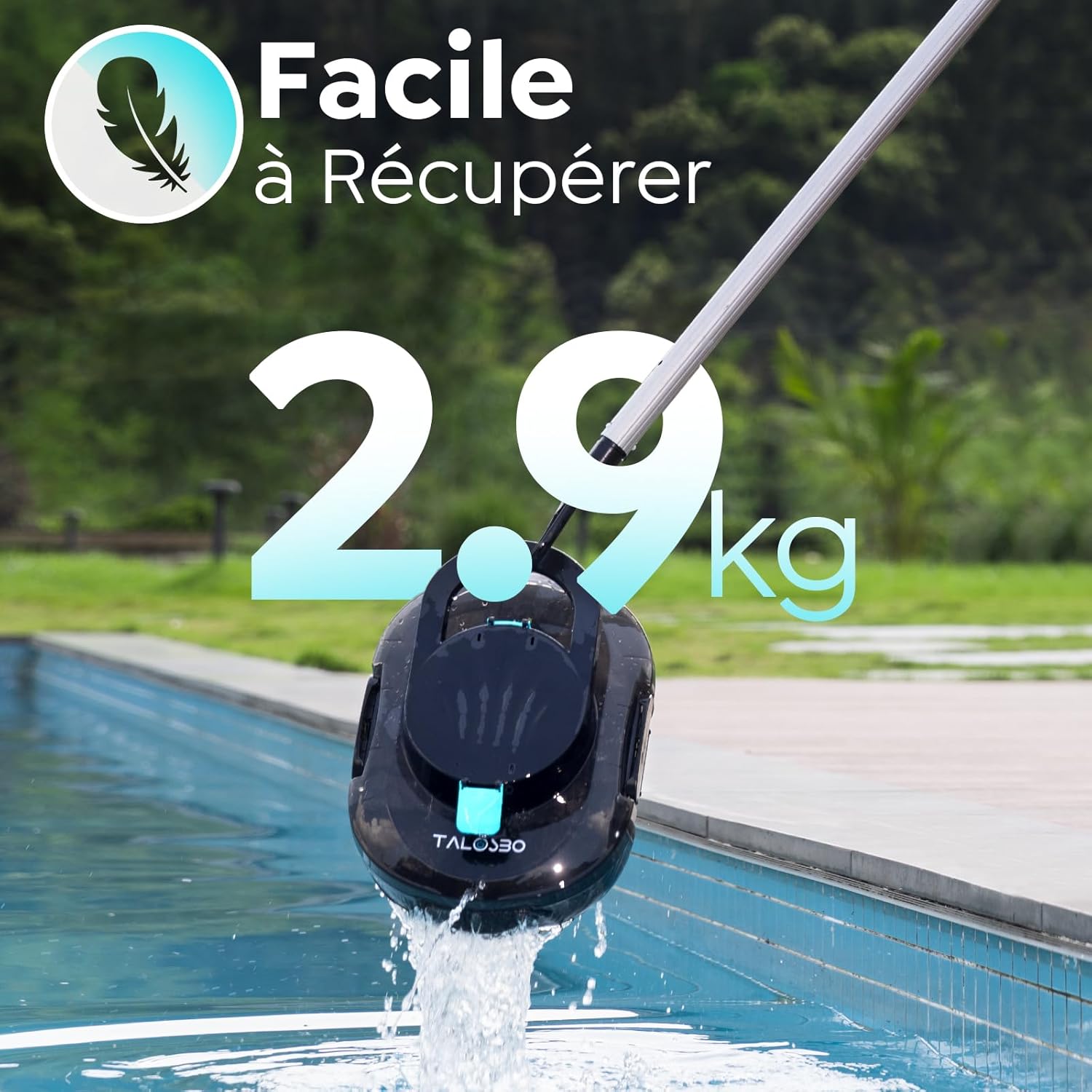 Pleco - S1 Série - compact - robot piscine sans fil, 80 min autonomie