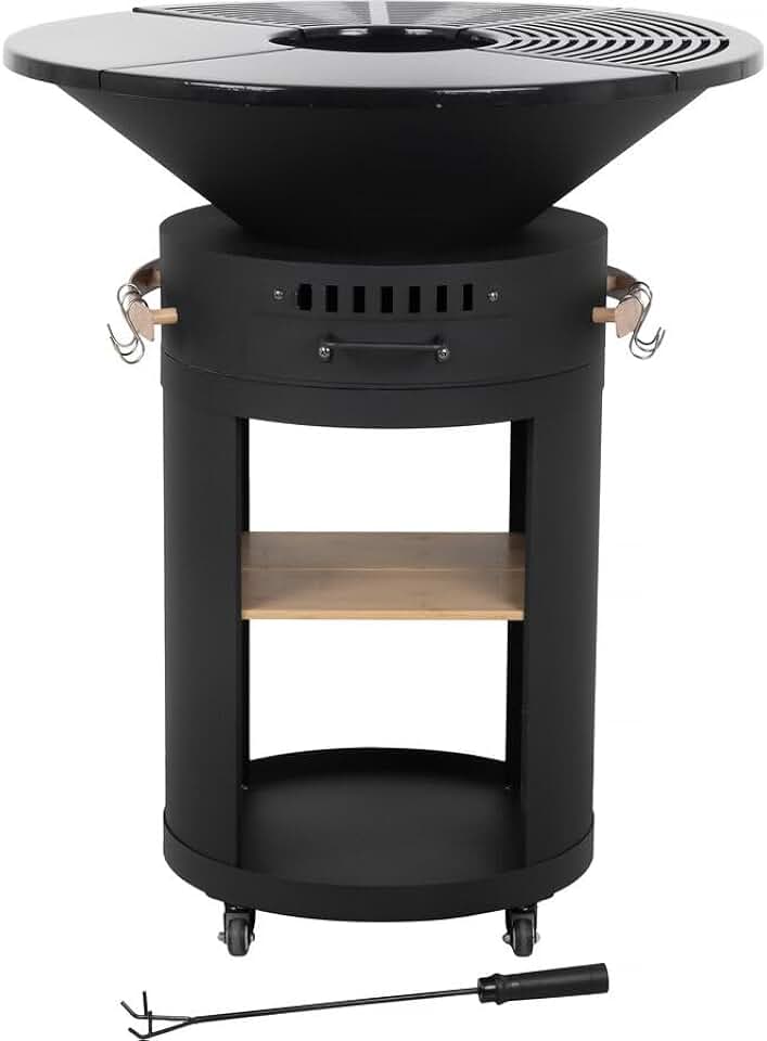 Cesar - Premium jardinito plancha barbecue Ø81 cm - charbon/bois, noir