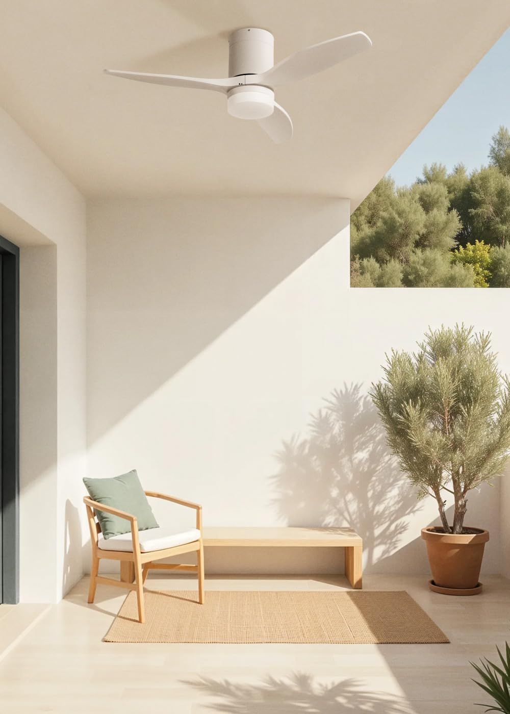 CREATE / WINDCALM S/Ventilateur de plafond ABS avec lumière blanc avec Wifi et télécommande / 40W, Silencieux, Ø112 cm, 6 vitesses, 3 températures de lumière, minuterie, fonction été-hiver