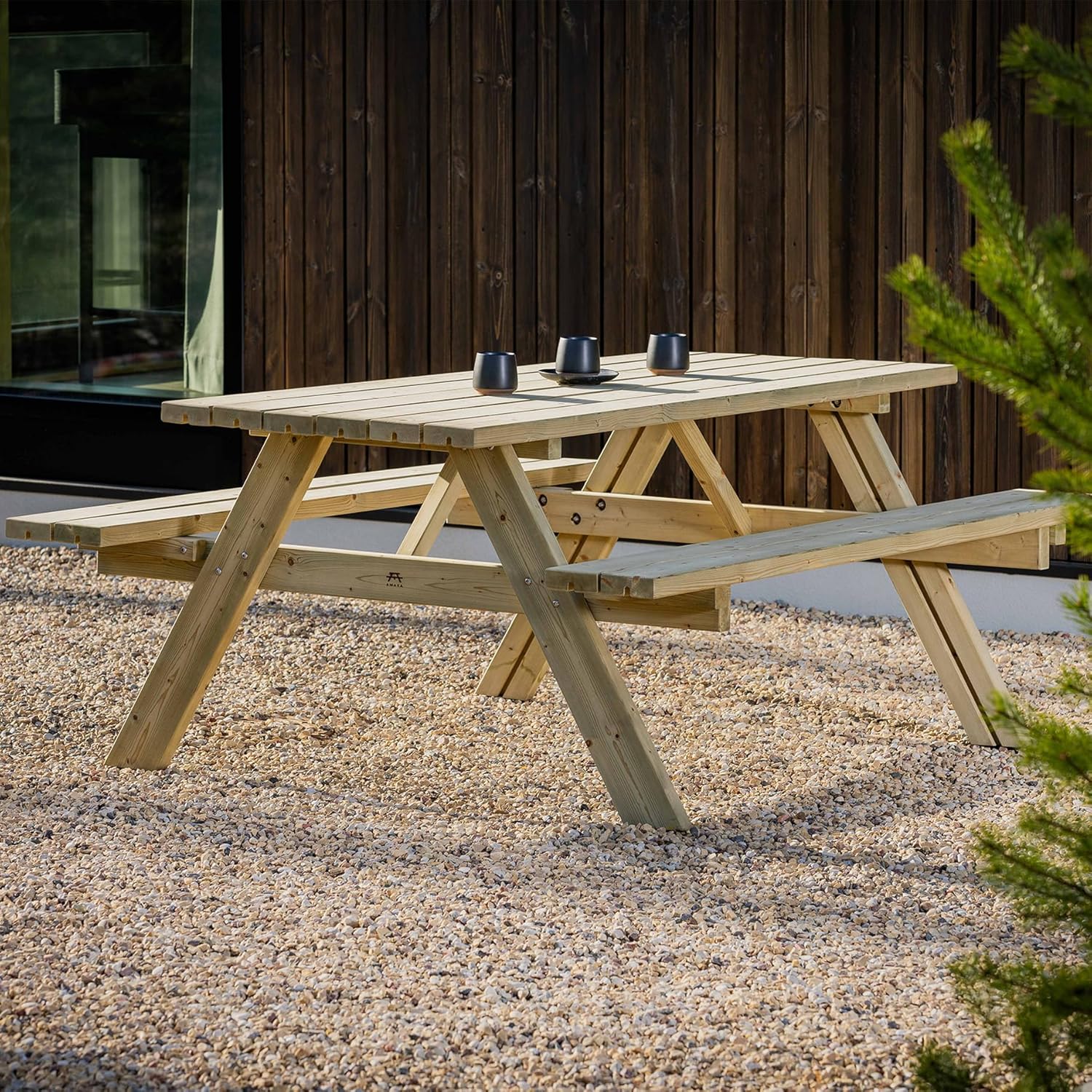 Table de Pique-Nique - Collection UNGURS - Résistante aux intempéries - Sièges pliants, idéale jardin_extérieur - jardinito-