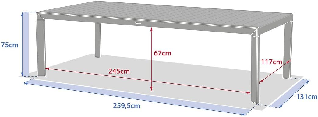 jardinito - Evasion - table de jardin 12 places aluminium effet bois