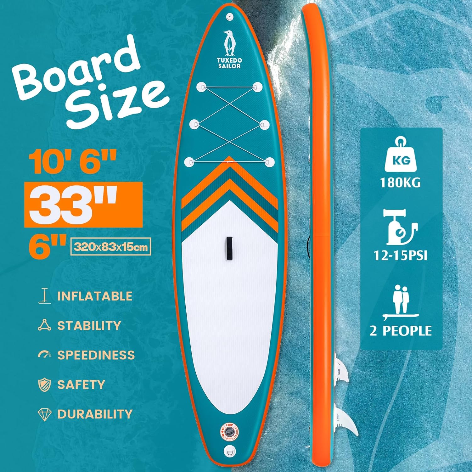 jardinito Paddle Gonflable Adulte, Planche de Stand Up Paddle Gonflable, Sup Paddle Board Gonflable avec Accessoires Complets, Planche de Surf Paddle
