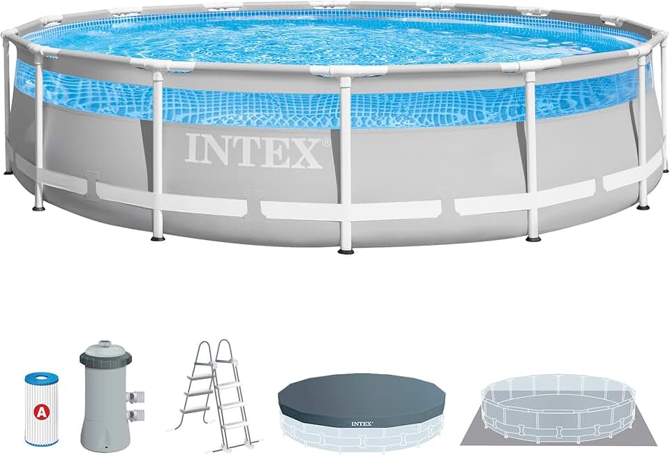 jardinito - piscine tubulaire Clearview - 4,27 x 1,07 m - gris - 26722NP