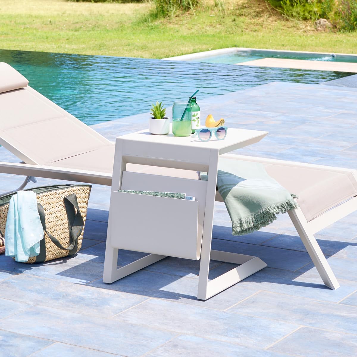 jardinito - Allure table de jardin carrée 55x45x55cm aluminium argile