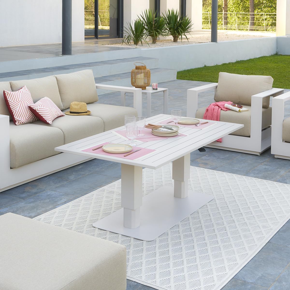 jardinito - Salimia - 150x80 cm - table jardin relevable, alu, 6-8 pers