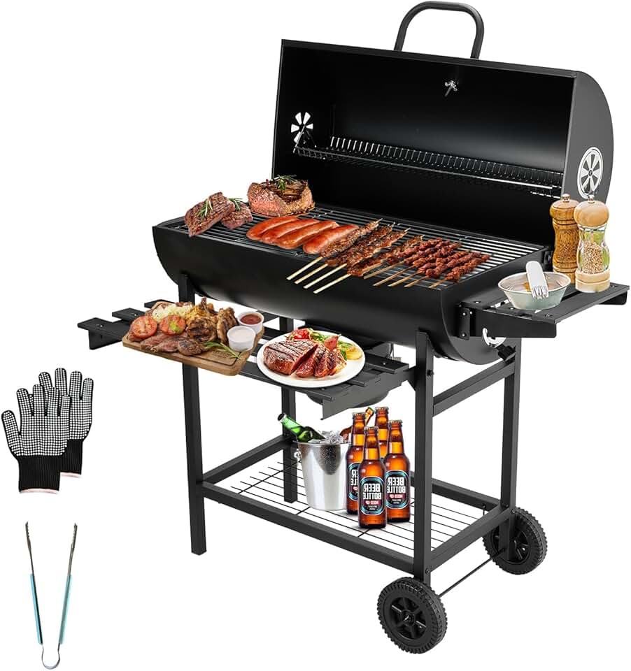 jardinito - Barbecue XXL - grille, gants, thermomètre, tiroir à cendres