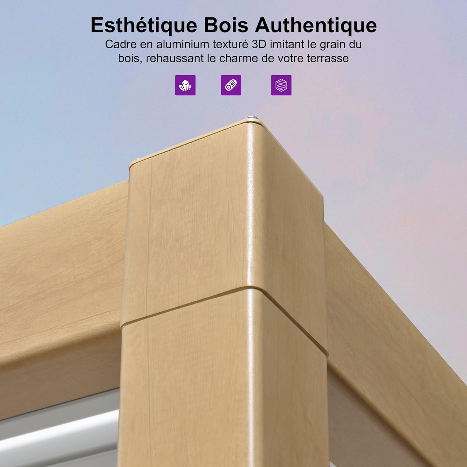 jardinito - Pergola Bioclimatique bois effet alu - 3,5x6,35m - lames orientables, imperméable, extérieur