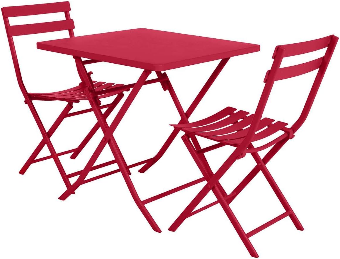 jardinito - Greensboro - 2 places 70x70 cm - table de jardin pliante acier renforcé