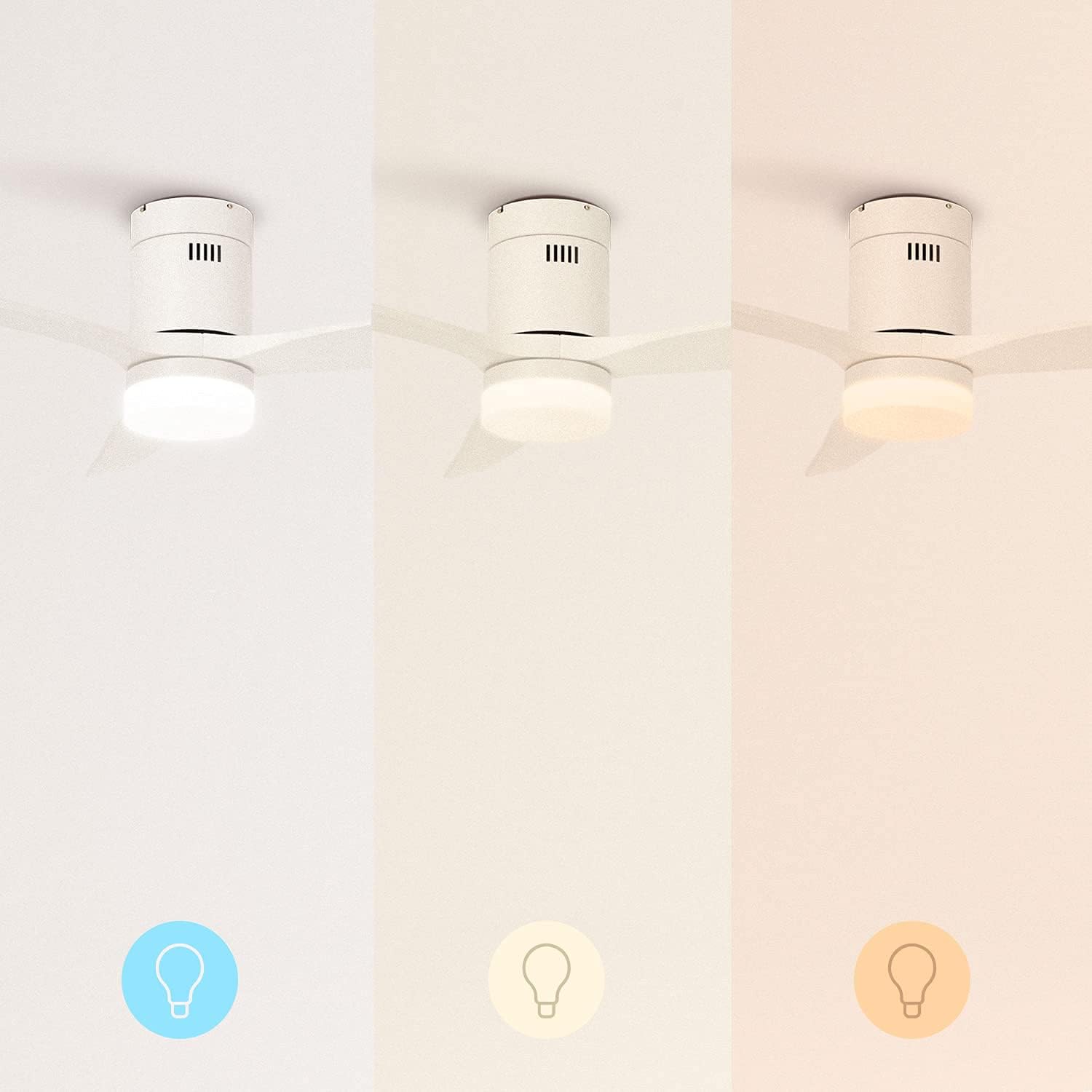 CREATE / WINDCALM M/Ventilateur de plafond ABS avec lumière et télécommande blanc / 40W, Silencieux, Ø132 cm, 6 vitesses, minuterie, été-hiver, double hauteur