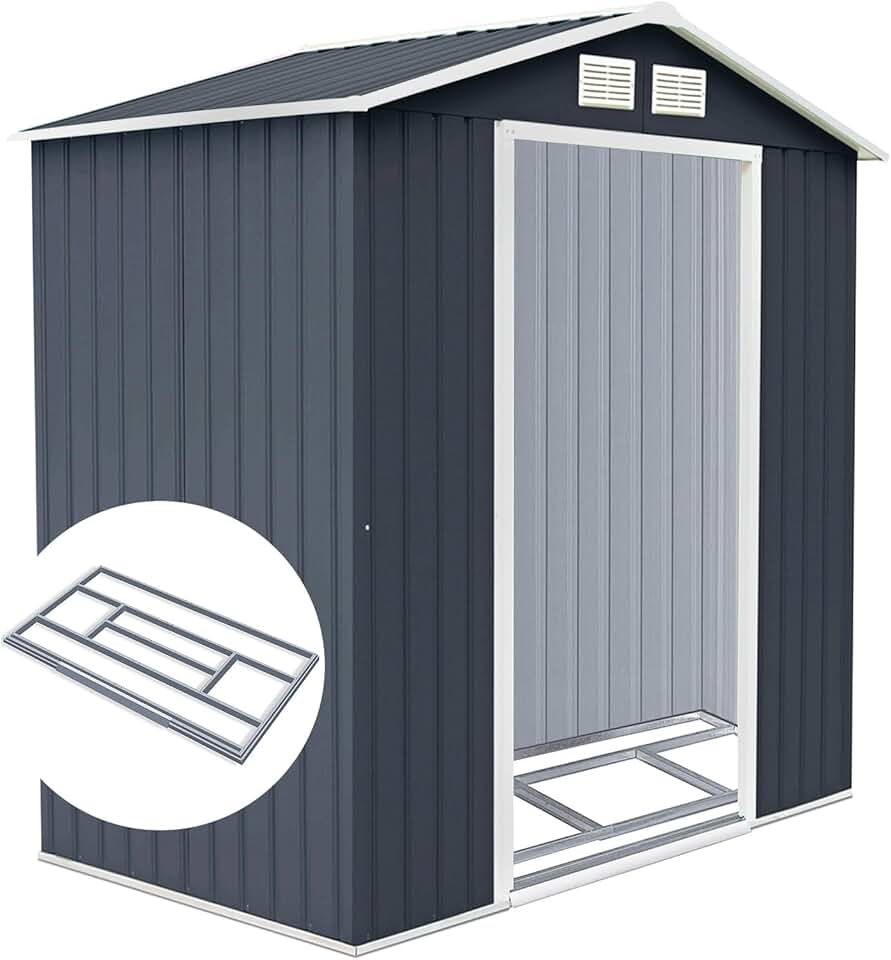 jardinito - abri de jardin série acier - 213x127x185 cm - 2 portes coulissantes, 2 fenêtres, 3m² - jardinito