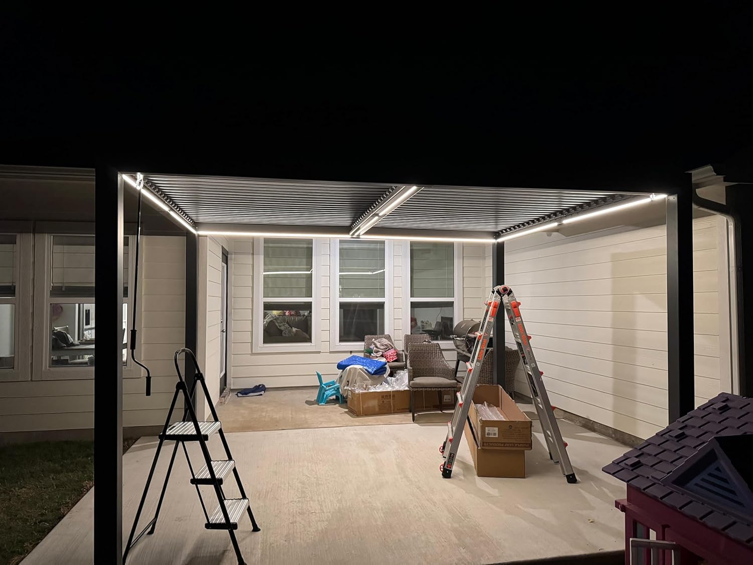 jardinito - Pergola bioclimatique - 3 x 3,65 m - aluminium, lames orientables, LED, imperméable