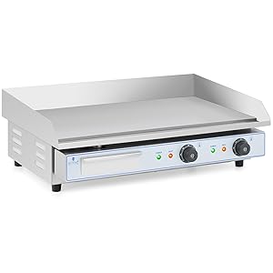 Plancha électrique professionnelle - Double - 730 x 400 mm - jardinito - Lisse - 2 x 2,200 W