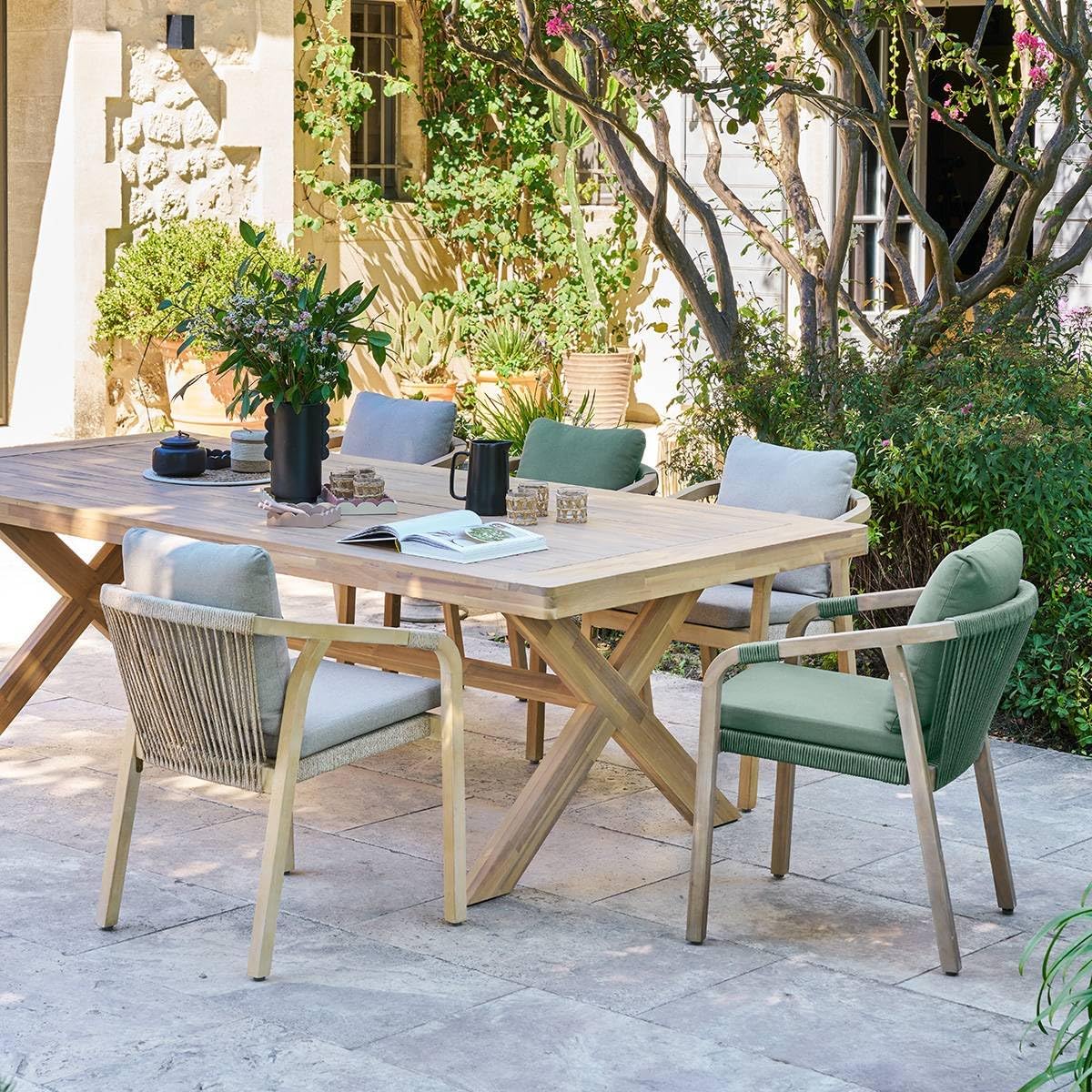 jardinito - Xenia table de jardin 10 places - eucalyptus - grande taille