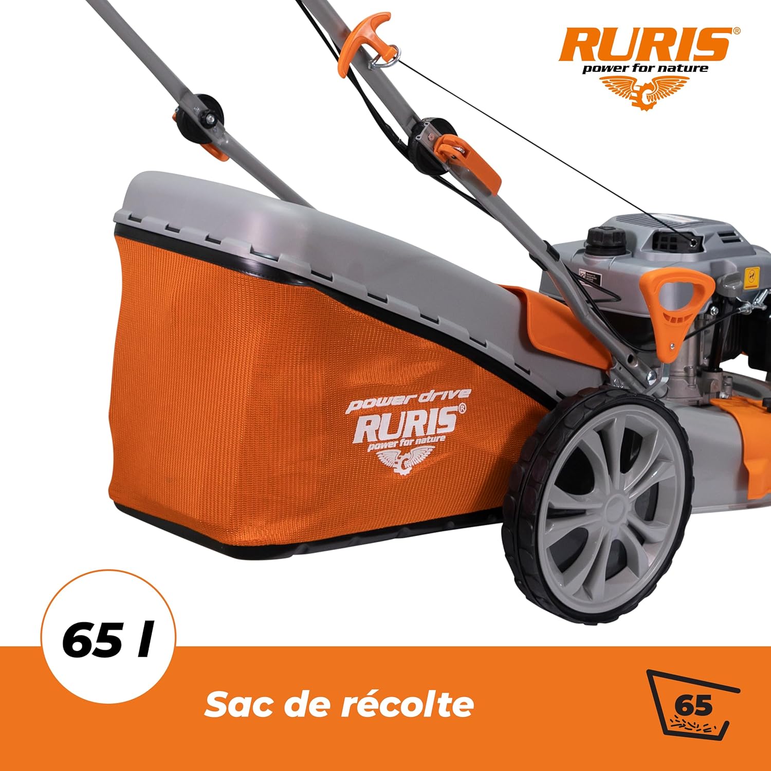RURIS - tondeuse à gazon série RXM - 510mm, 4,5CV, sac 65L, propulsion automatique, RXM777