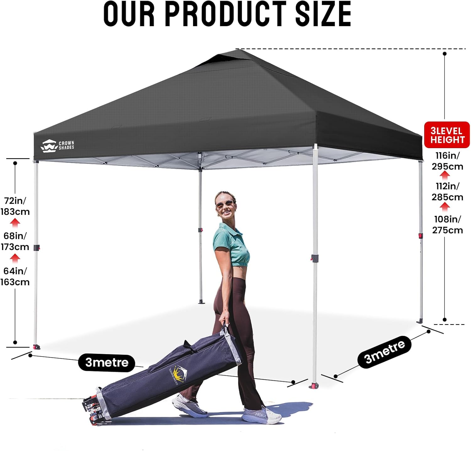 jardinito - pop-up gazebo - 3x3m - imperméable, UPF 50+, sacs de sable