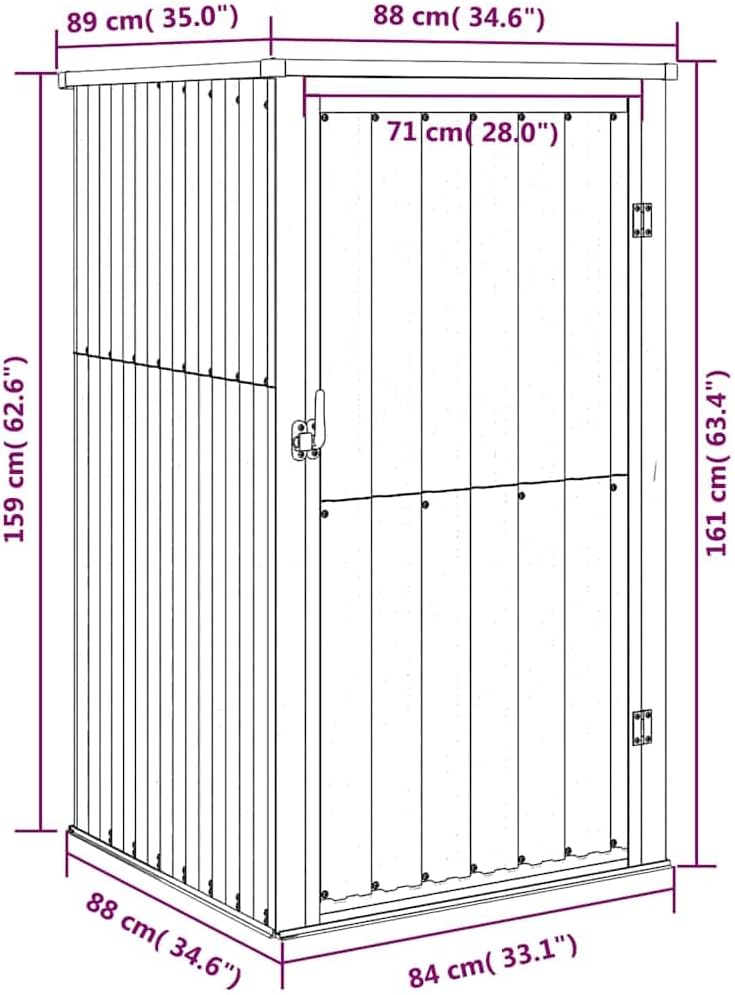 Abri de Jardin - Marron 88x89x161 cm, acier galvanisé, robuste