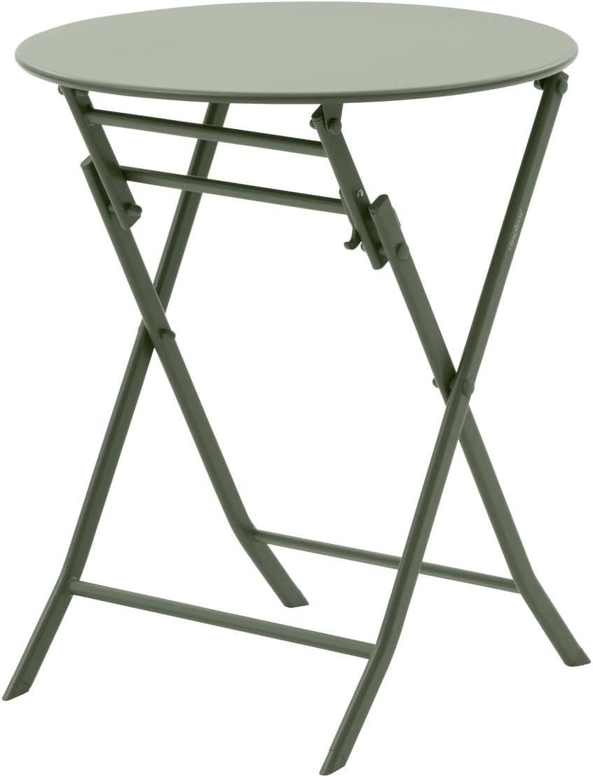 jardinito - Greensboro ronde 2 places - acier vert laurier renforcé - table de jardin pliante