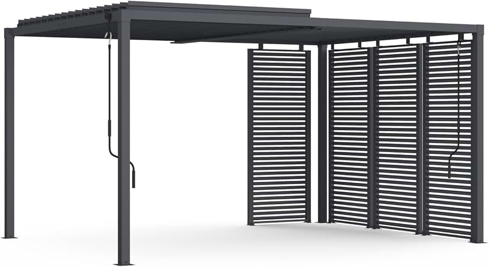jardinito - Pergola bioclimatique acier 3x4m lames orientables gris