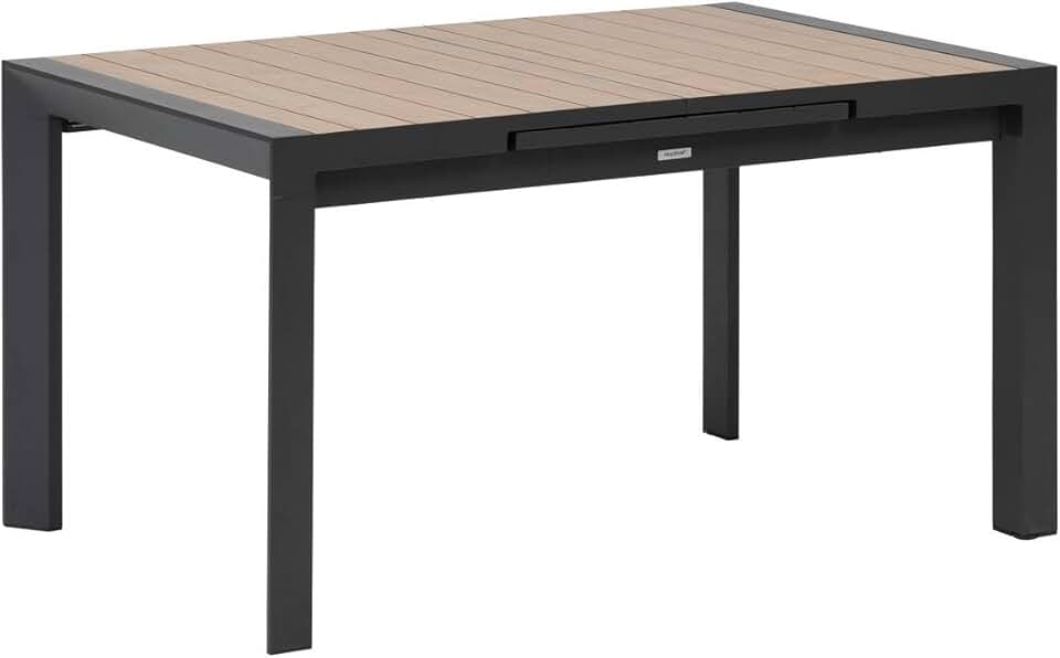 jardinito - Evasion Extensible 8 places - aluminium antirouille - effet bois