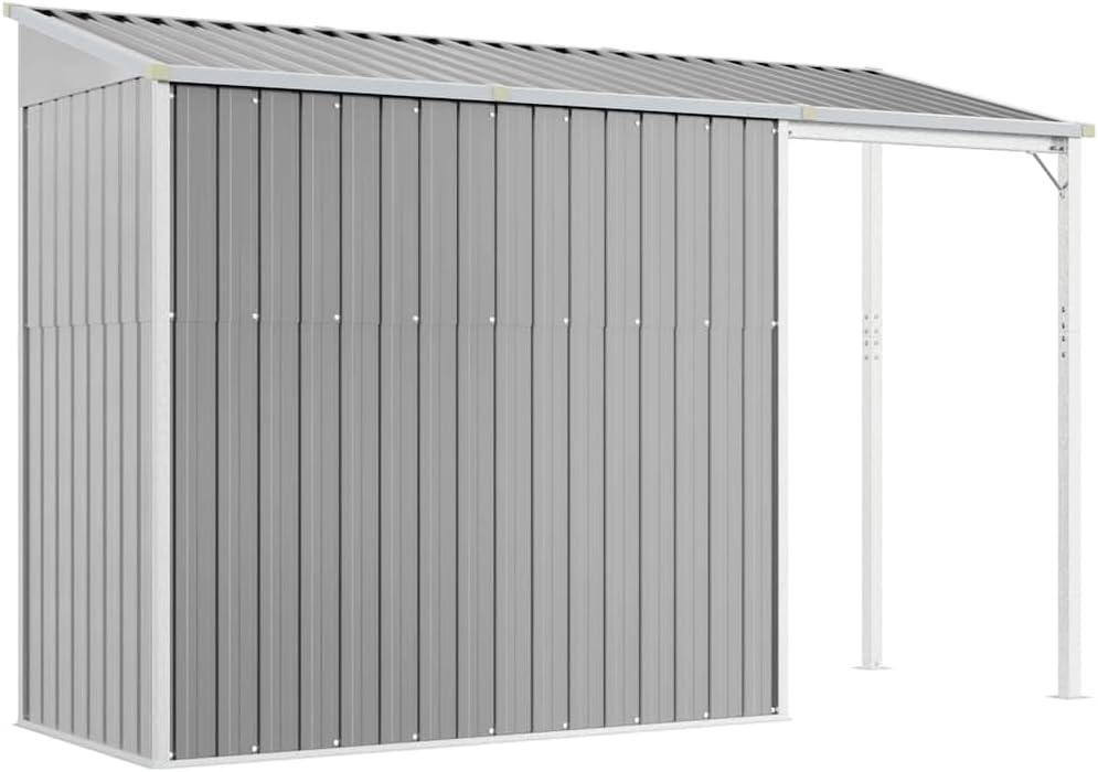 jardinito Abri de Jardin avec Toit prolongé Gris Clair 277x107x181 cm, Maison & Jardin, Pelouses & Jardins, Vie en extérieur, Structures extérieures, Cabanes & abris de Jardin, Gris, (Poids 41.56KG)