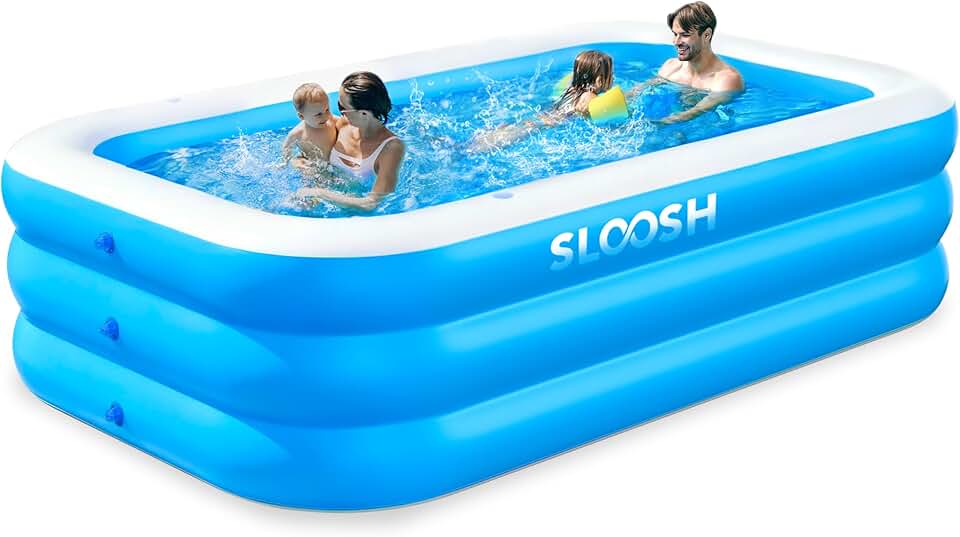 jardinito - piscine gonflable familiale - 304,8x182,8x55,8 cm - sièges intégrés, épaisse et durable