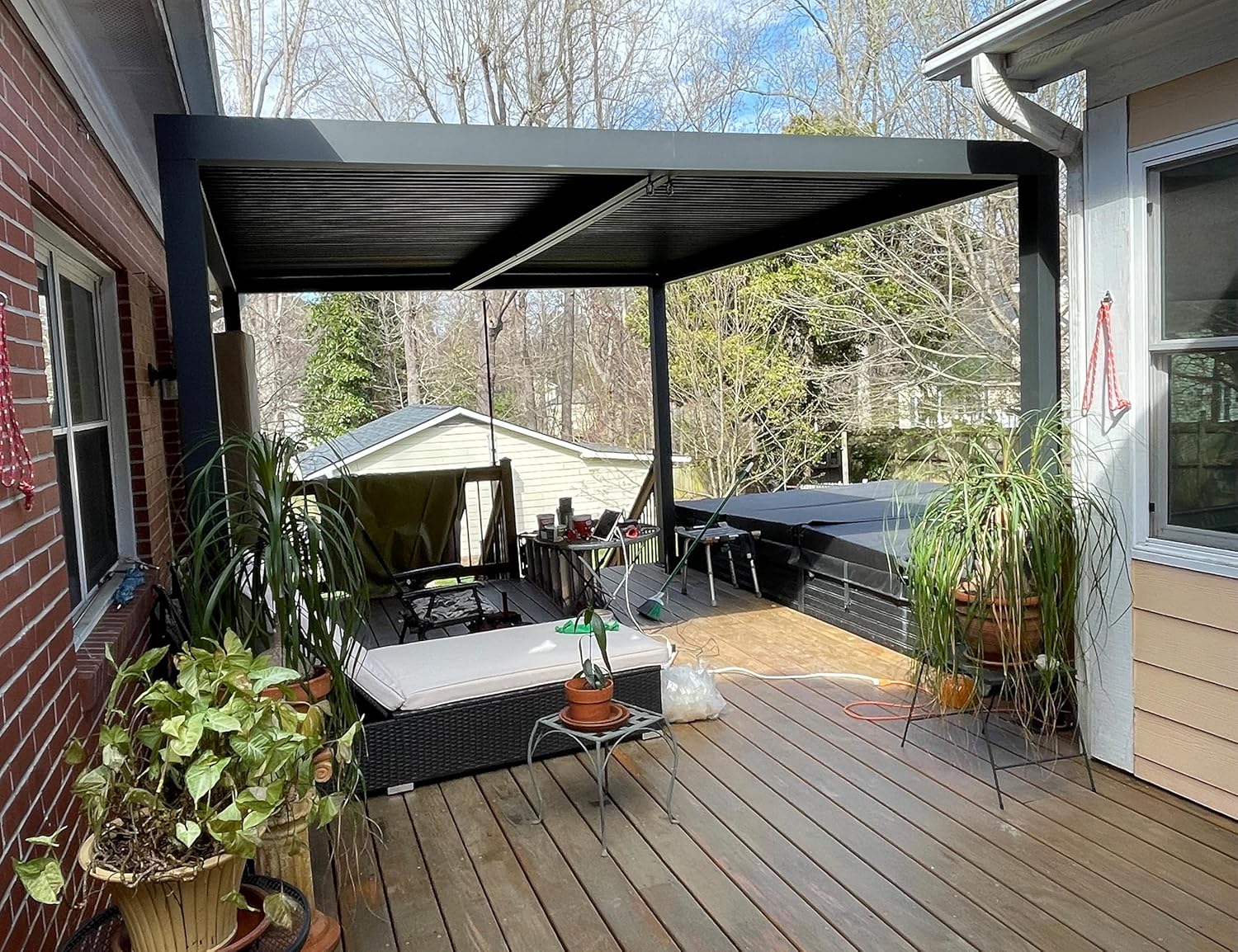 jardinito - pergola bioclimatique - 4,24x3,3m - alu, persienne fixes, gris