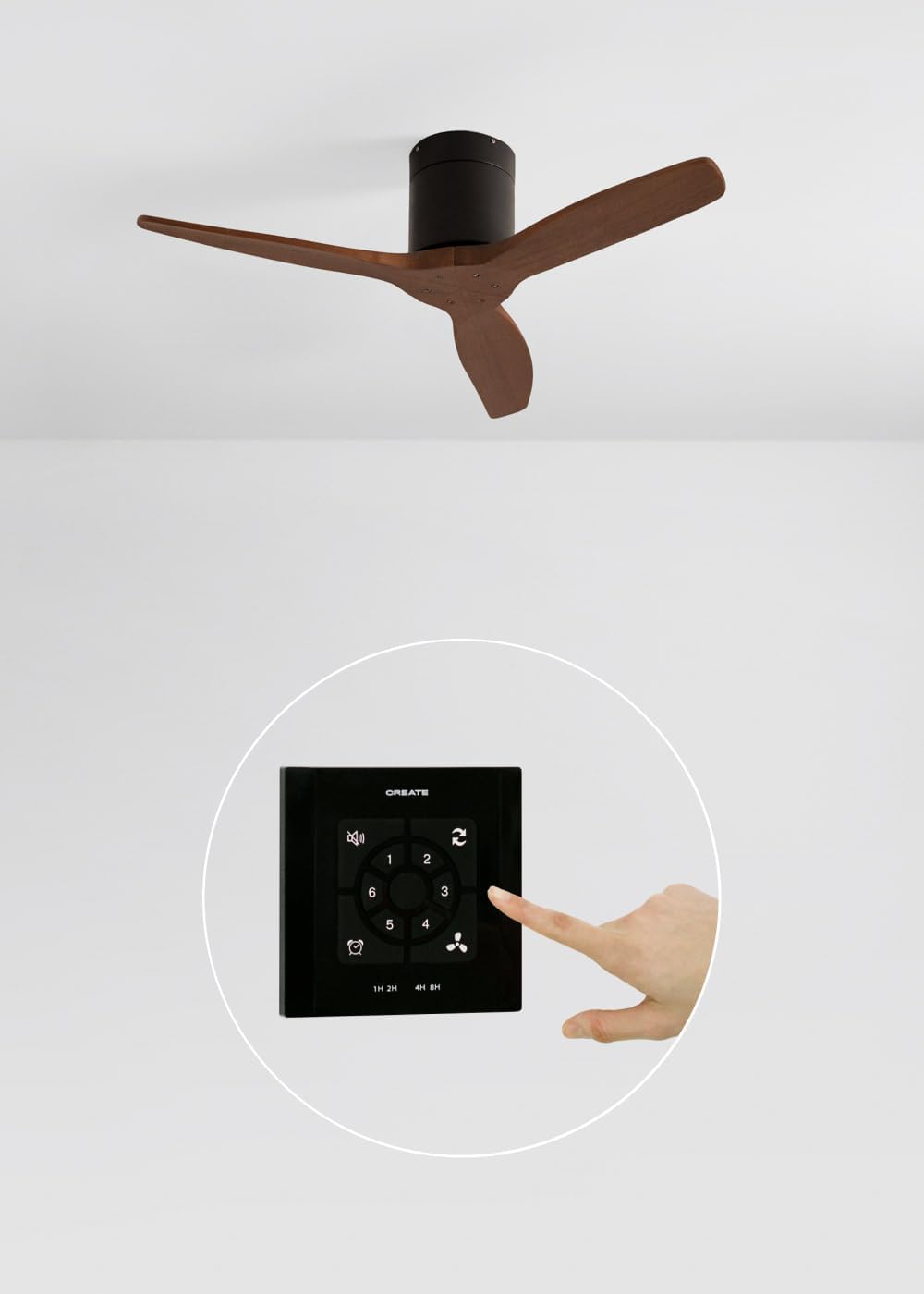 CREATE - WINDCALM S - Ø112 cm - ventilateur plafond 40W, 6 vitesses, télécommande, mode été/hiver, silencieux