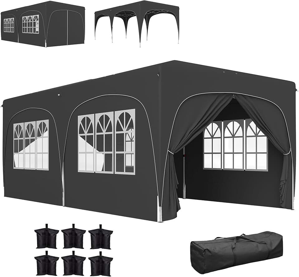 jardinito - tonnelle pliante pop up - 3x6m - UPF50+, réglable, sac transport
