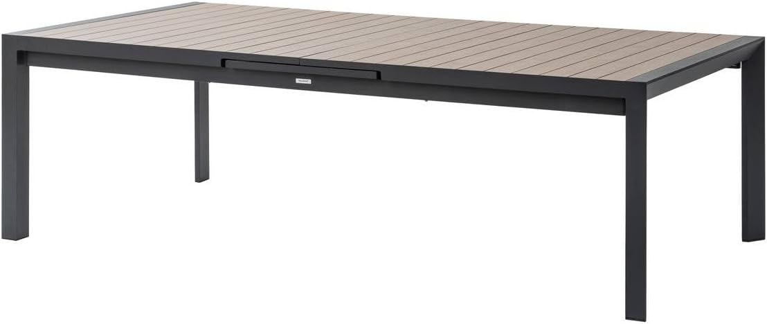 jardinito - Evasion - grande table extensible 14 places - aluminium effet bois, rallonge, extérieur