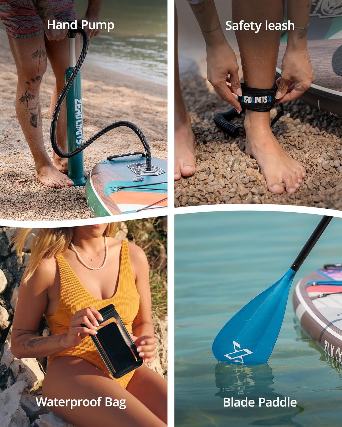ZLX Paddle Gonflable Adulte 2 Places 320 x 84cm, Stand Up Paddle avec Siège Kayak, Planche Sup Complète avec Accessoires, pour Débutants et Tous Niveaux