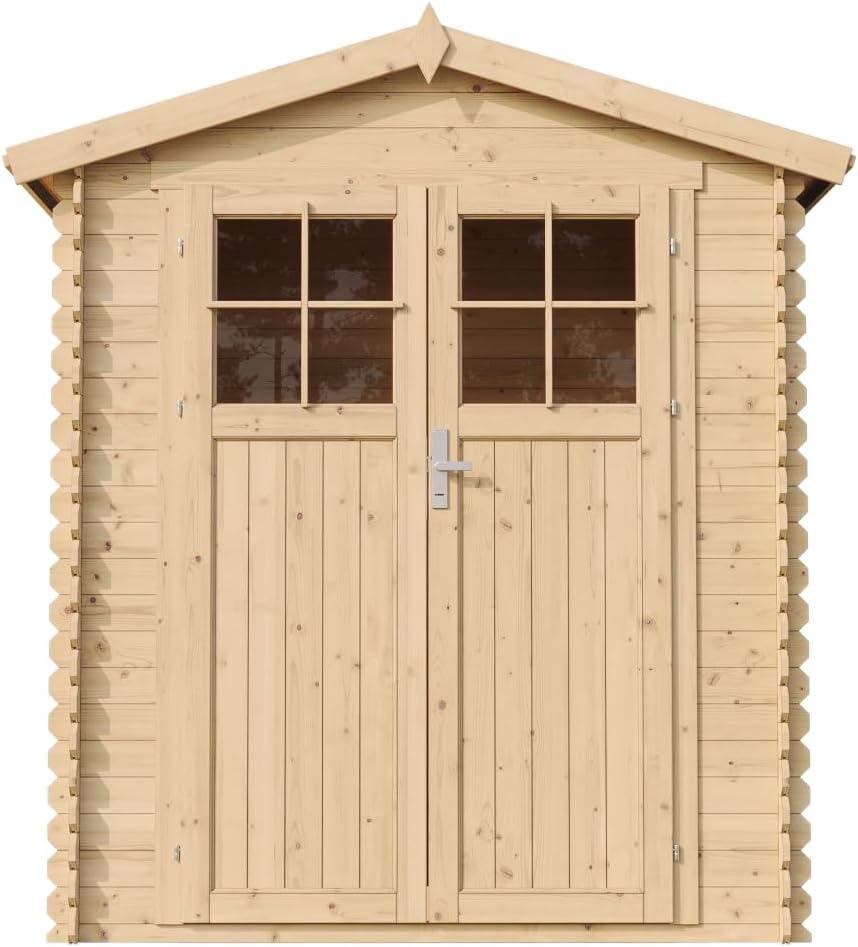Abri de Jardin en Bois avec Sol TRAITÉ - Stockage extérieur I196xL136xH218 cm/ 1.98 m2 Petit abri à Outils, Local à vélos - jardinito M367F+M367G