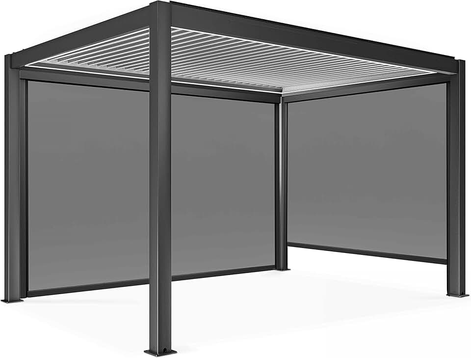 jardinito - Pergola bioclimatique motorisée autoportée 3x4m, LED, stores