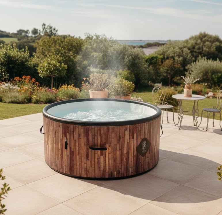 jardinito Bali Spa Gonflable - 150 cm de diamètre - 800 litres - Moteur 2240 W - 2 à 4 Personnes - Massage 140 Jets