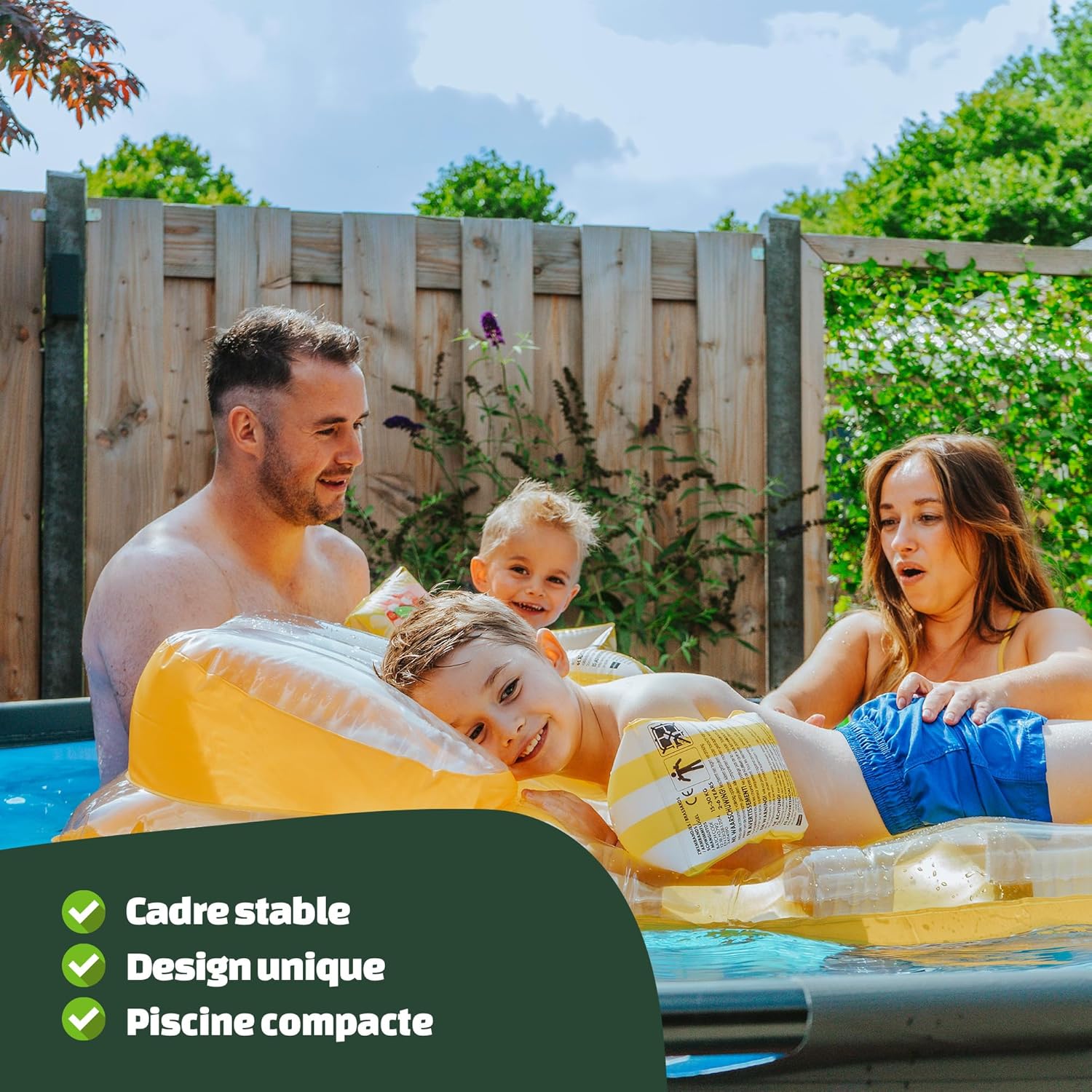 jardinito - Piscine Tubulaire Lime - 300x76cm - Pompe filtrante, entrée basse, cadre stable, vert