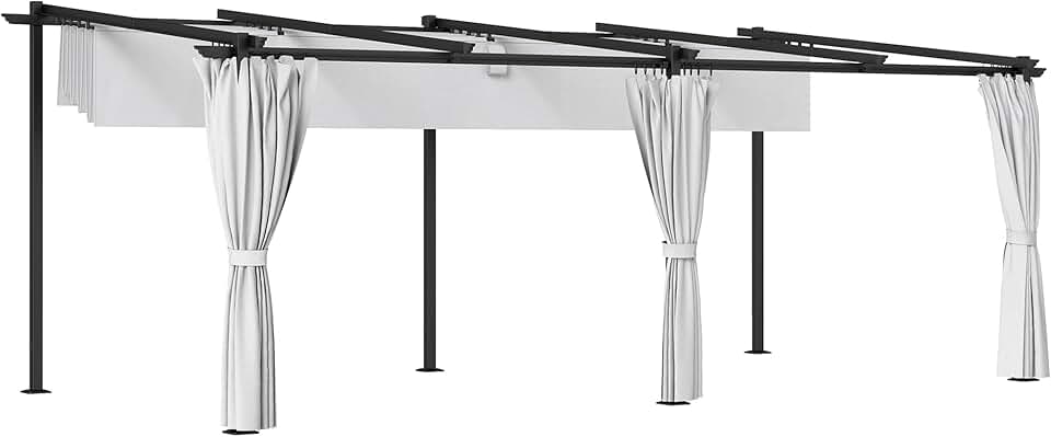 jardinito - pergola rétractable - 3x6m - rideaux latéraux, UPF30+