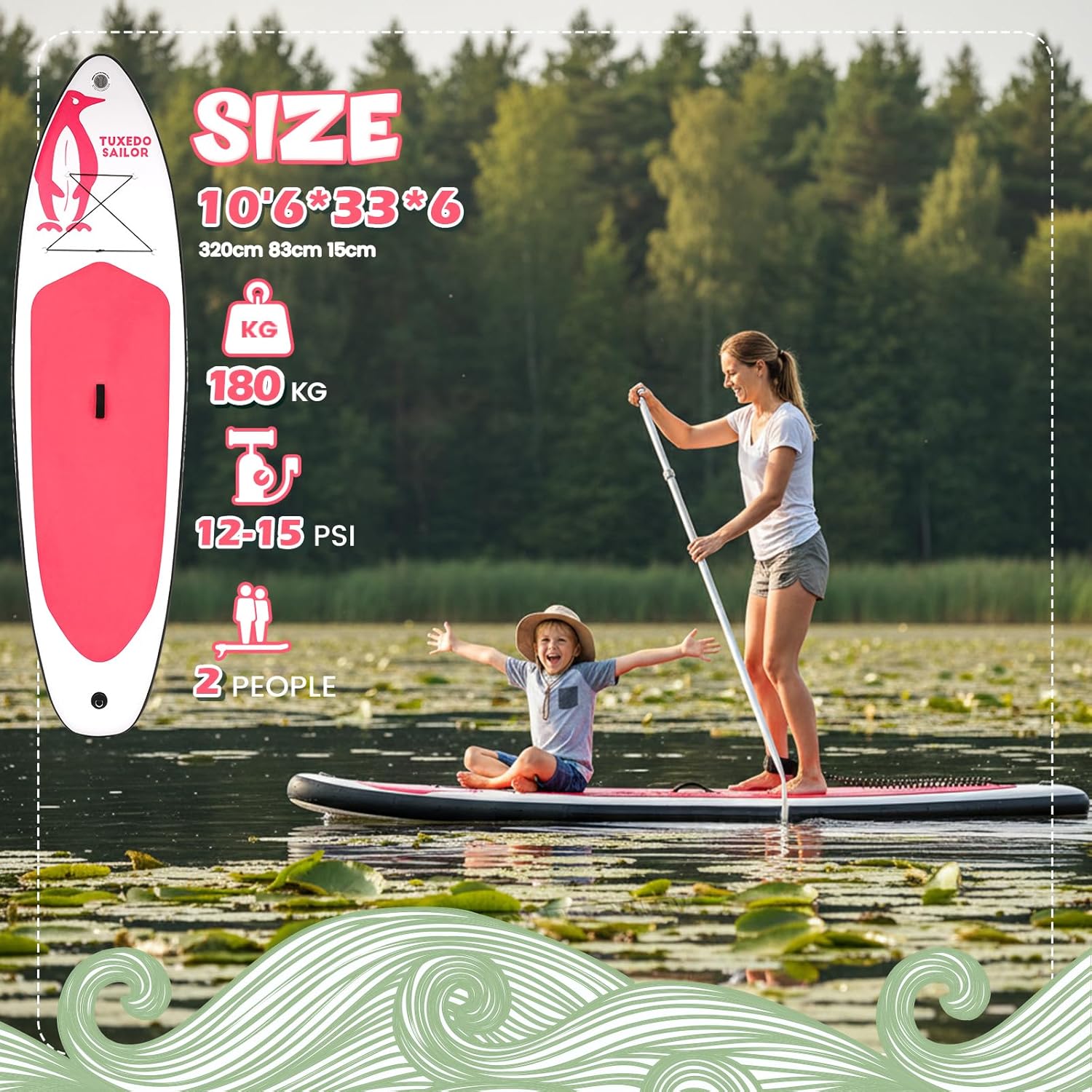 jardinito - SUP gonflable adulte - Accessoires inclus - robuste