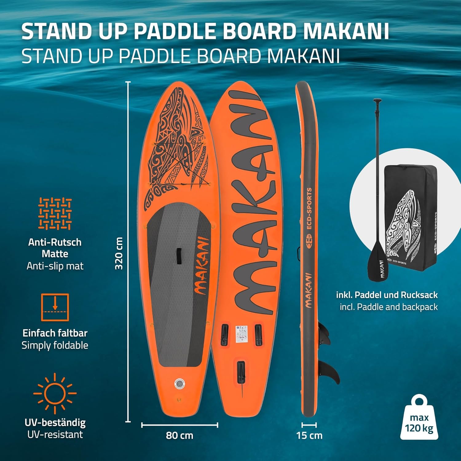 jardinito - Stand Up Paddle Série - 305/308/320/380 cm - PVC, 120/150 kg, ép. 10/15 cm