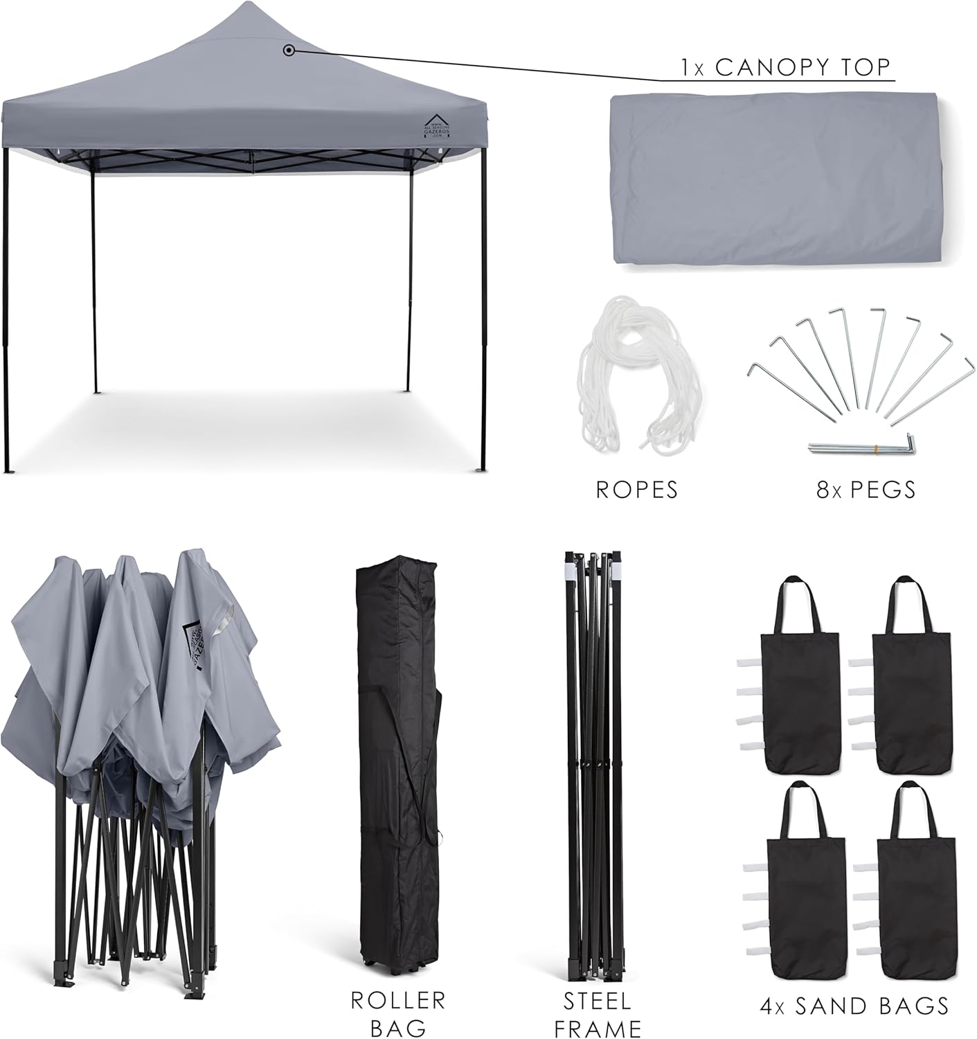jardinito - Tonnelle série résistante - 3x3m - étanche, gris métallisé