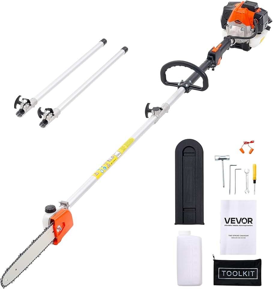 jardinito - élagueuse thermique 25cc - perche extensible 2,12-3,62m, guide 30,5cm, réservoir 650ml