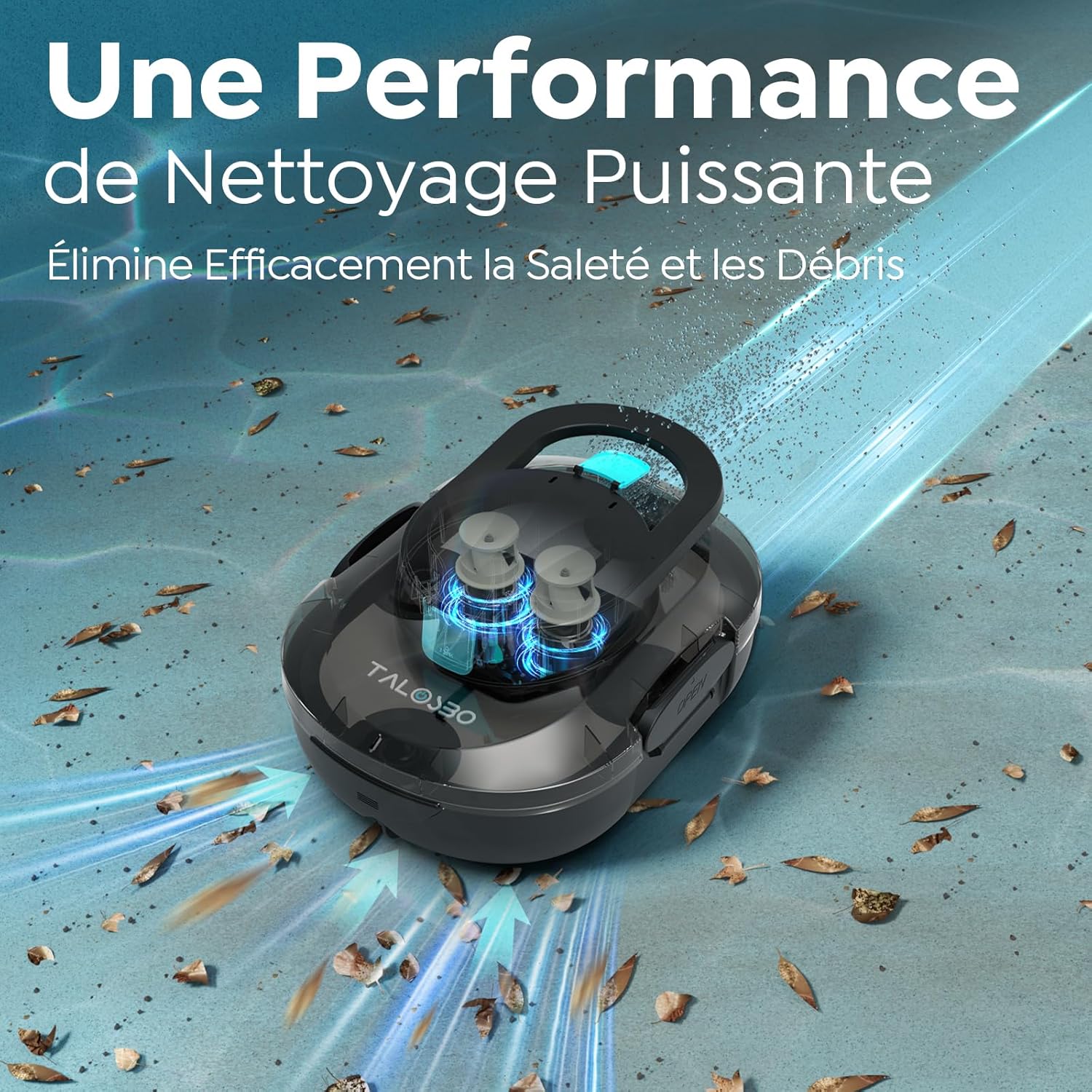 Pleco - S1 Série - compact - robot piscine sans fil, 80 min autonomie
