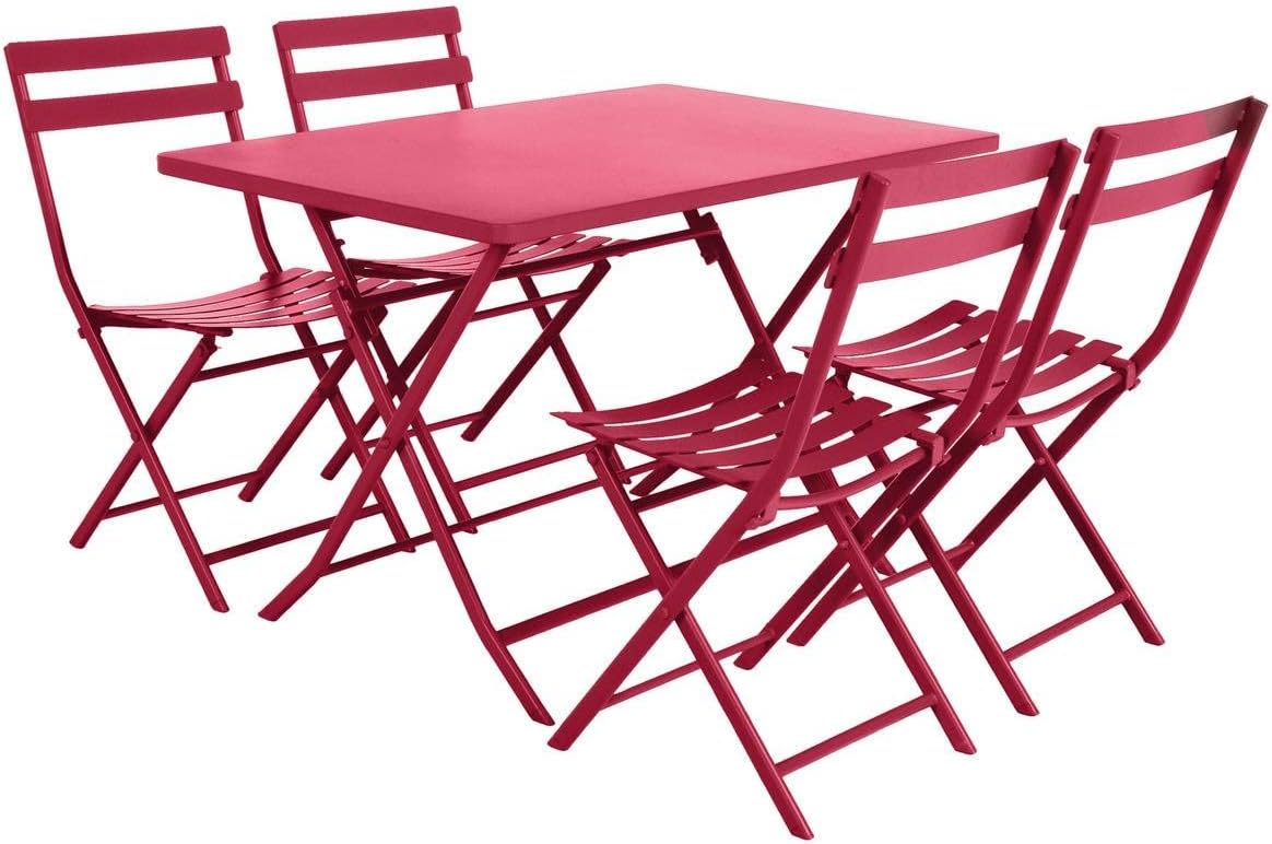 jardinito - Greensboro - 120x70cm - table pliante acier 4 places, anti-rouille