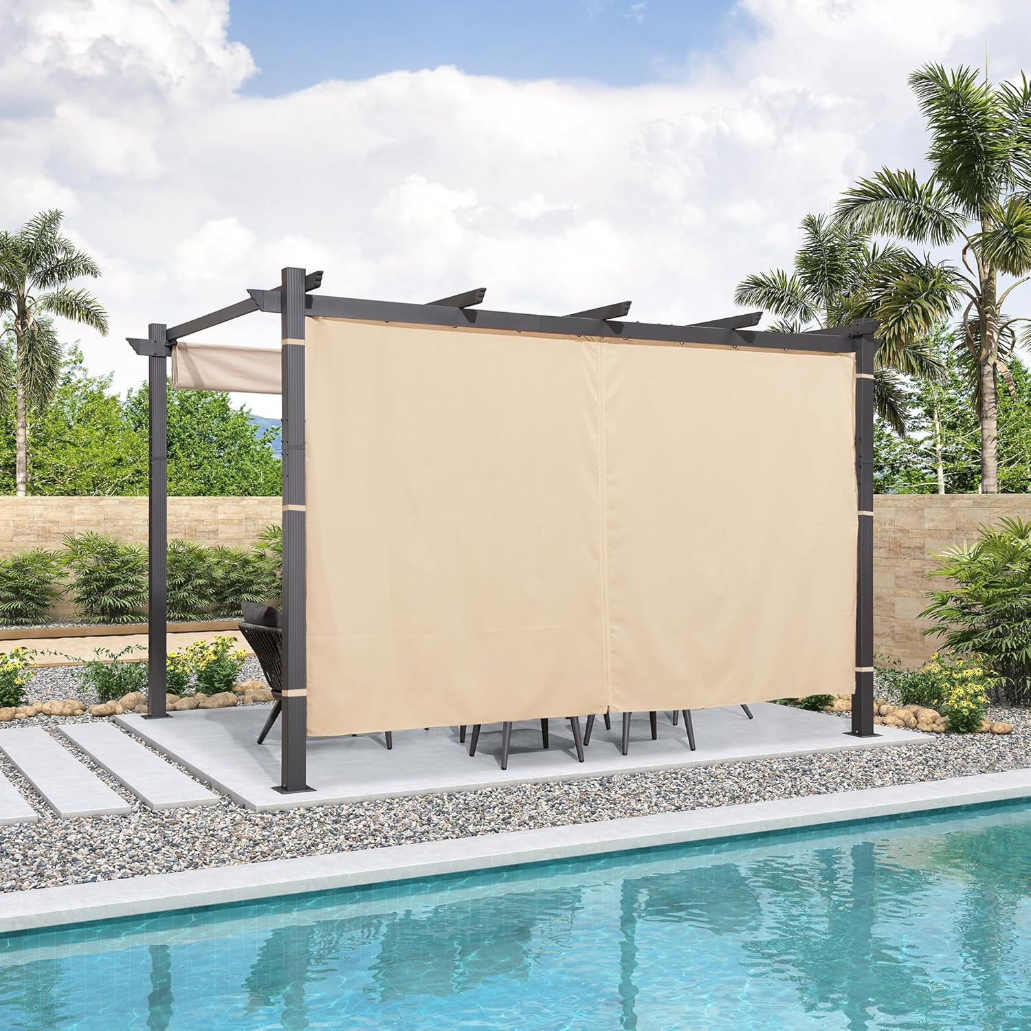 jardinito - Pergola aluminium série Rideau - 4x3m toit coulissant extérieur